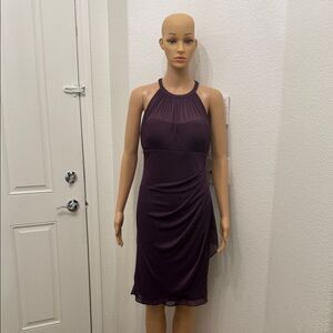 David's Bridal Deep Purple Mini Dress